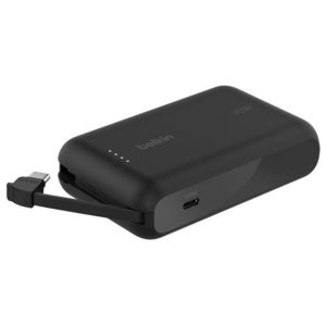 Belkin - BoostCharge 10 000 Mah - Power Bank with Integrated USB-C Cable - Also Includes: USB-C Port allows charging of a second device at the same time - 20 Watt - Black - 2 Year Warranty