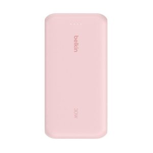 Belkin - BoostCharge 20 000 Mah - Power Bank with Integrated USB-C Cable - Also Includes: USB-C Port allows charging of a second device at the same time - 30 Watt - Pink - 2 Year Warranty