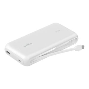 Belkin - BoostCharge 20 000 Mah - Power Bank with Integrated USB-C Cable - Also Includes: USB-C Port allows charging of a second device at the same time - 30 Watt - White - 2 Year Warranty