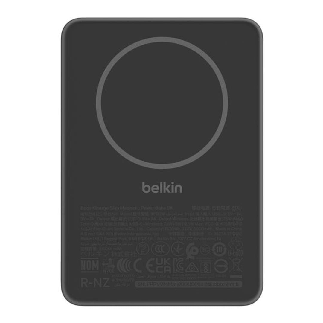 Belkin - BoostCharge Magnetic Power Bank 5000mAh, Slim Portable Charger with Magnetic Ring and USB-C Port, Battery Pack for iPhone, Galaxy, Pixelsnap, iPad, Tablet - USB C Cable Included - Black