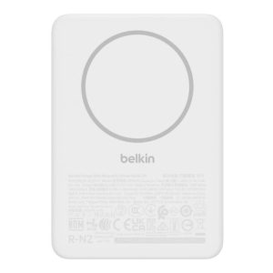 Belkin - BoostCharge Magnetic Power Bank 5000mAh, Slim Portable Charger with Magnetic Ring and USB-C Port, Battery Pack for iPhone, Galaxy, Pixelsnap, iPad, Tablet - USB C Cable Included - White