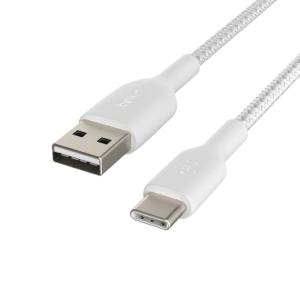 Belkin - BoostCharge USB-A to USB-C Braided Cable 1 Meter - White - 2 Year Warranty