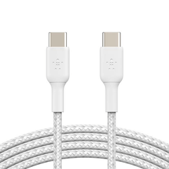 Belkin - BoostCharge - Braided High Quality USB-C to USB-C Cable (Supports up to 60 Watts) - 1 Meter - White