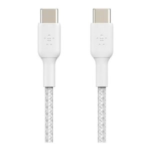 Belkin - BoostCharge - Braided High Quality USB-C to USB-C Cable (Supports up to 60 Watts) - 2 Meters - White - Premium Brand - 2 Warranty