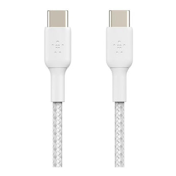 Belkin - BoostCharge - Braided High Quality USB-C to USB-C Cable (Supports up to 60 Watts) - 2 Meters - White - Premium Brand - 2 Warranty
