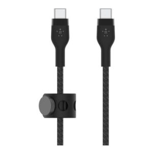 Belkin - BoostCharge Pro Flex USB-C to USB-C Cable 60 Watt 3 Meters - Black (BoostCharge Pro Flex silicone cables are up to 30x more durable. Includes a magnetic cable management system)