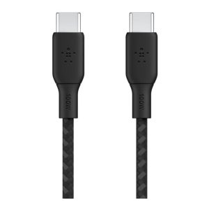 Belkin BoostCharge - USB-C Male to USB-C Male Braided Cable 100 Watt Power Delivery - 3 Meter Cable - Black
