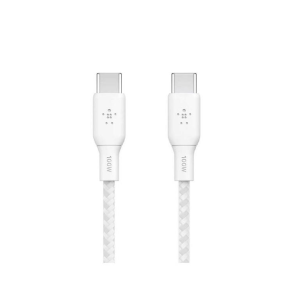 Belkin BoostCharge - USB-C Male to USB-C Male Braided Cable 100 Watt Power Delivery - 3 Meter Cable - White