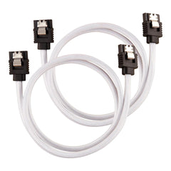 Corsair Premium Sleeved SATA Data Cable Set with Straight Connectors; White; 60cm