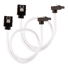 Corsair Premium Sleeved SATA Data Cable Set with 90° Connectors; White; 30cm