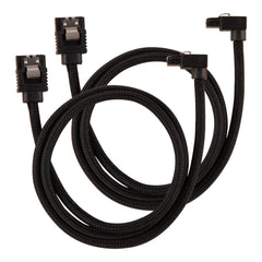 Corsair Premium Sleeved SATA Data Cable Set with 90° Connectors; Black; 60cm