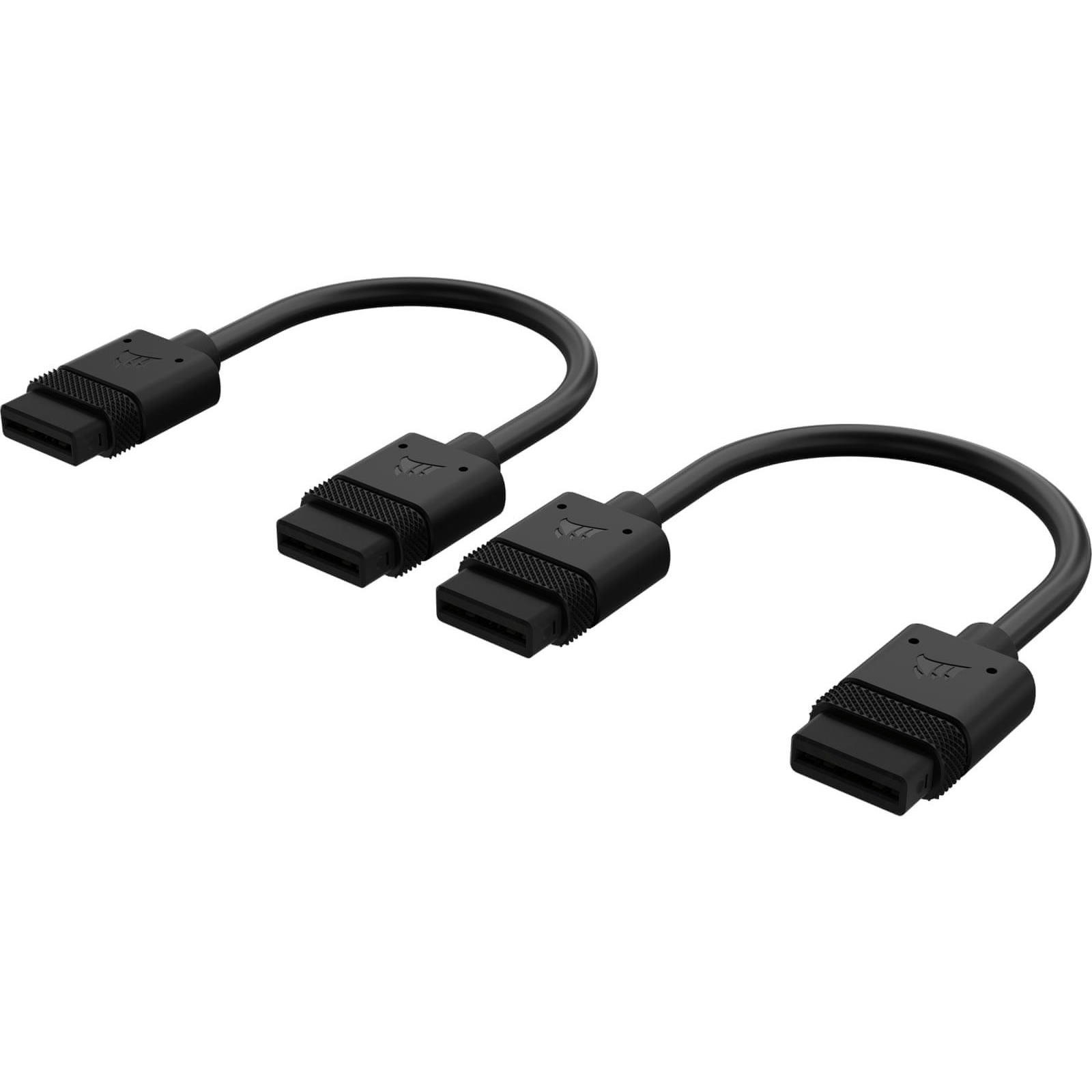 CorsairiCUE LINK Cable; 2x 100mm with Straight connectors; Black
