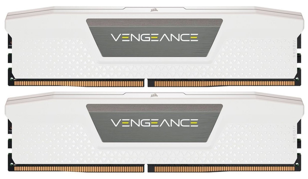 Corsair VENGEANCE® 32GB (2 x 16GB) DDR5 DRAM 5200 C40 Memory Kit; 40-40-40-77; 1.25V; Intel XMP White. .