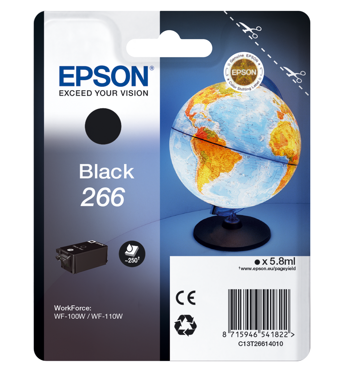 Epson 266 Globe Single Black Ink - WF-100W