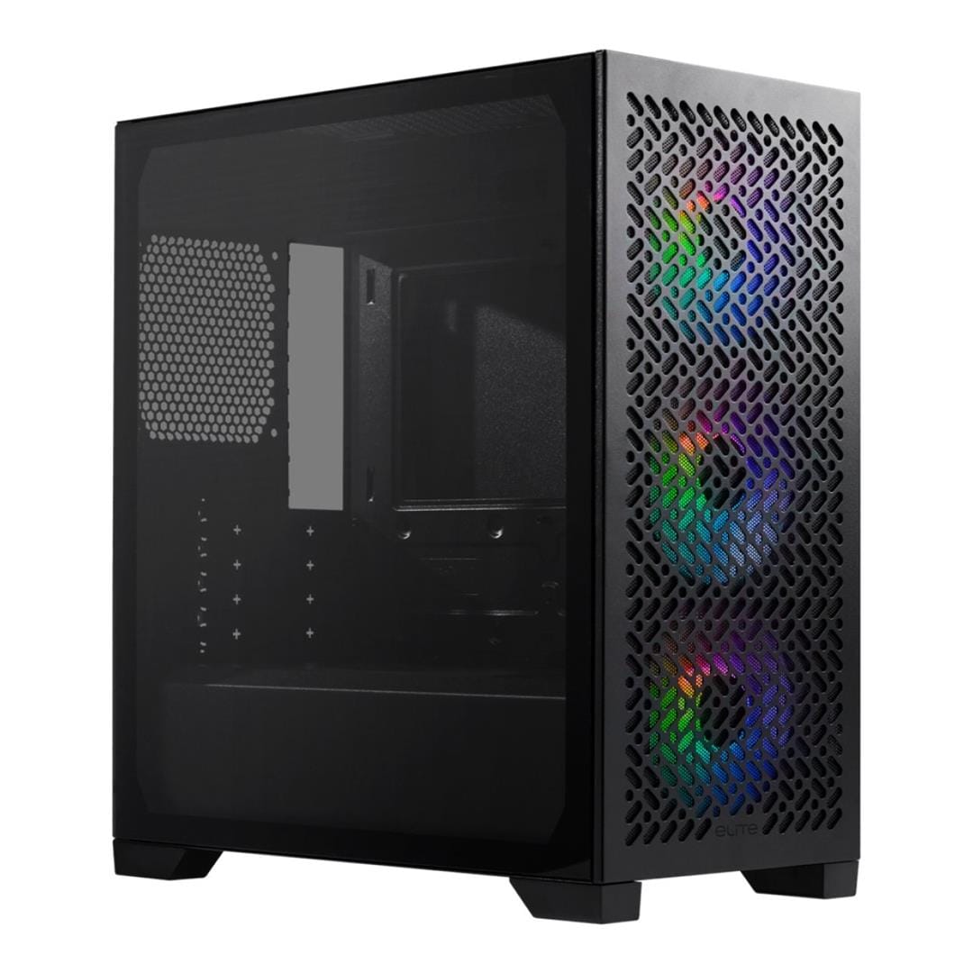 COOLER MASTER MASTERBOX LITE 302 ITX; MICRO ATX;STEEL; PLASTIC; TEMPERED GLASS; BLACK PRE-INSTALLED 3X 120MM ARGB FANS BLACK- FRONT
