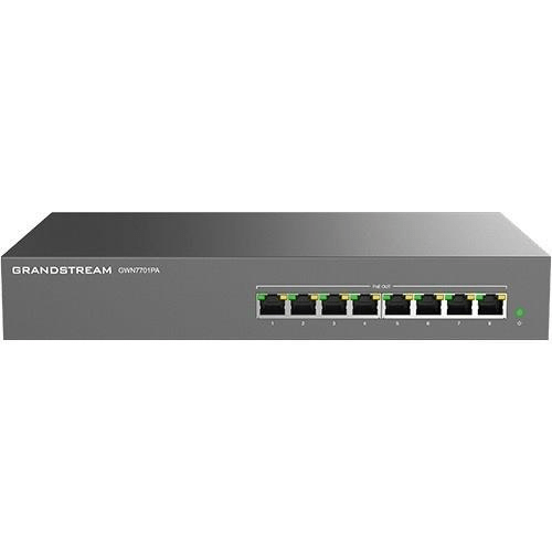 8x GbE, 8x PoE 802.3 af/at, up to 30W per port, 145W power budget