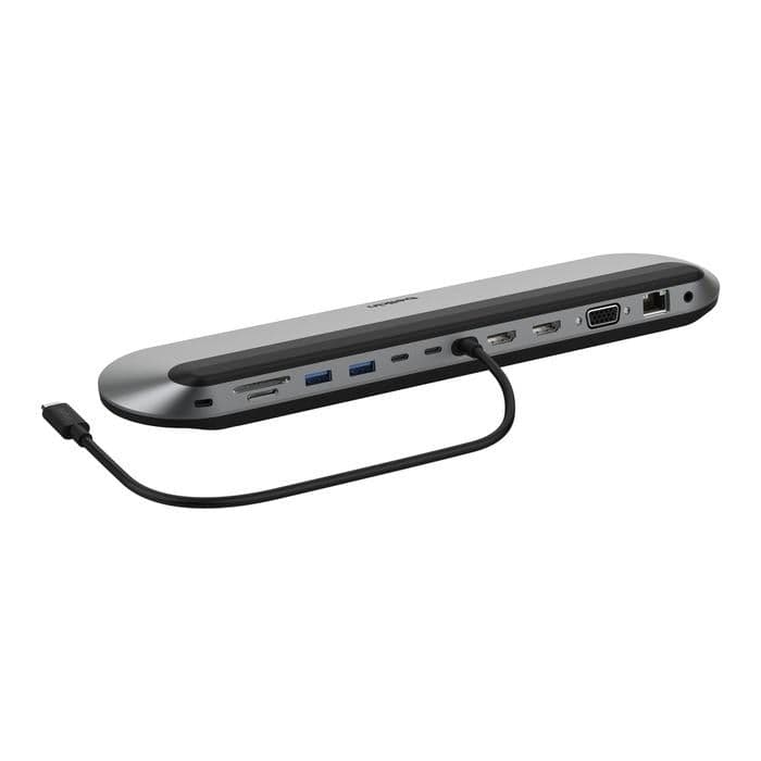 Belkin - Universal USB-C 11-in-1 Dual HDMI Mac M1/M2/M3/M4 Pro Docking Station Kensington lock SD 4.0 MicroSD 3.0 USB-A 3.2 10Gbps 0.9A USB-A 3.2 10Gbps 0.9A USB-C 3.2 Data 10Gbps 1.5A USB-C 3.2 PD 100W HDMI 4K 60Hz HDMI 4K 30Hz VGA 1080p 2.5Gb Ethernet Audio in/out Compatible with Mac, Windows, and Chrome devices (745883856992)