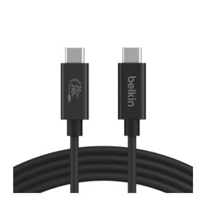 Belkin - USB4 Cable - USB-C to USB-C 240 Watt - 20Gbps 2 Meter Cable - 4K 60Hz resolution. (This USB4 cable supports 240 Watt charging for high-powered devices while also providing 20Gbps of fast data transfer speeds. Game and stream in stunning clarity at 4K 60Hz with this USB-IF certified 6.6ft/2m USB4 cable wrapped in a durable, fire-resistant material) NOTE: Once Cables are Used and Removed from Packaging - they are NOT Returnable