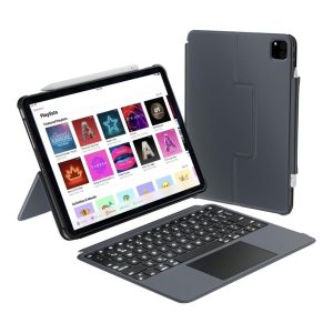 Macally - Keyboard Case - Compatible Apple iPad Air 13" (M3) iPad Air 13" (M2) iPad Pro 12.9" (6th. gen.) iPad Pro 12.9" (5th. gen.) iPad Pro 12.9" (4th. gen.) - Black (Detachable Backlit Keyboard with Large Trackpad, Multi-View Stand, Pencil Holder)