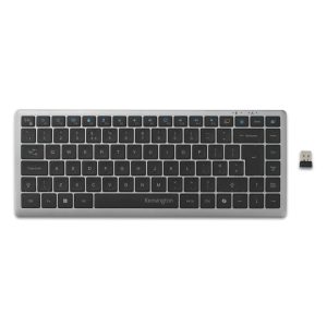 Kensington - KB435 - Compact - Rechargeable Bluetooth or USB-A Receiver Keyboard - Black (15 Programmable Keys + AI Copilot Key for Enhanced Productivity)