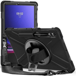 Tuff-Luv - Armour Jack Rugged Case (includes Armstrap and Handstrap) for the Samsung Galaxy Tab A9 (2023/2024) 8.7" (SM-X110/SM-X115) - Black - 1 Year Warranty