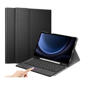 Samsung X516/X526 : TrackPad Keyboard Cover - Tuff-Luv Bluetooth Keyboard Case with TrackPad - Compatible with Samsung Tab S9/S10 FE 10.9"and Samsung Galaxy Tab S10 Lite (SM-X406/X510-SM-X516/X520/X526) - Black (Note: these Keyboards DO NOT offer an AI Key)
