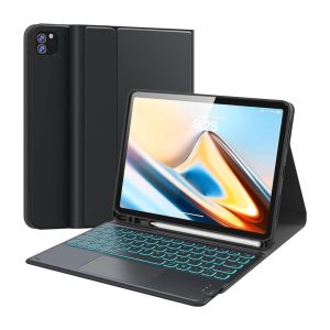 Tuff-Luv - Bluetooth Folio Case and Keyboard with TrackPad - Compatible with Apple iPad Pro 11" M4 (2024) (Includes a Apple Pencil Holder) - Black - 1 Year Warranty (USB-C Charging Port)