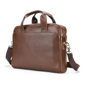 Tuff-Luv - Genuine Leather Laptop Bag - Fits Laptops 14" - 16" - Dark Brown Leather