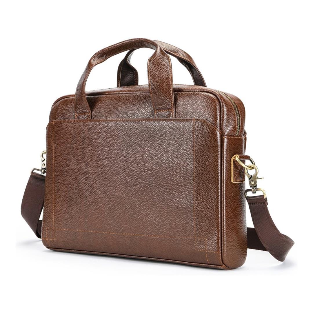 Tuff-Luv - Genuine Leather Laptop Bag - Fits Laptops 14" - 16" - Dark Brown Leather