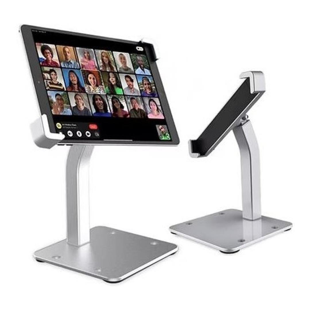 Tuff-Luv - Secure Anti-Theft Lockable Tablet/Phone Desk Stand for Tablets Fits Tablets 7" - 11" - Silver (Keyed Lock) - Note: Will not fit when there is a cover attached!