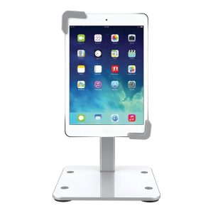 Tuff-Luv - Secure Anti-Theft Lockable Tablet/Phone Desk Stand for Tablets Fits Tablets 9" - 14" - Silver (Keyed Lock) - Note: Will not fit when there is a cover attached!