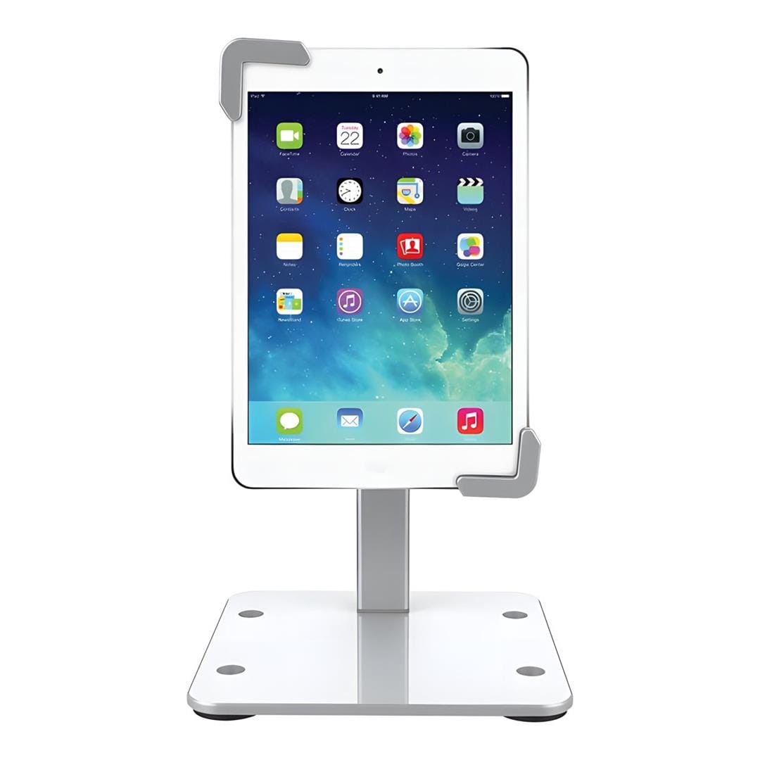 Tuff-Luv - Secure Anti-Theft Lockable Tablet/Phone Desk Stand for Tablets Fits Tablets 9" - 14" - Silver (Keyed Lock) - Note: Will not fit when there is a cover attached!