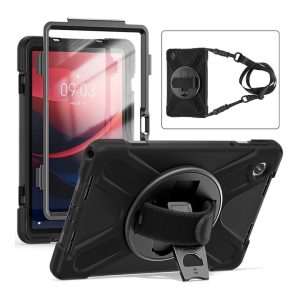 Tuff-Luv - Armour Jack Extreme Rugged Case with Armstrap and Handstrap Compatible with Lenovo Tab M10 3rd Generation Only Fits Model: TB-311XU - Black