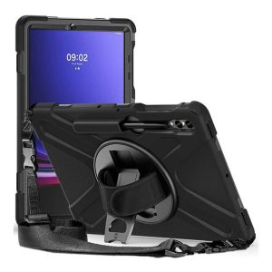 Tuff-Luv - Armour Jack Rugged Case (includes Armstrap and Handstrap and Pen Holder) Compatible with the Samsung Galaxy Tab S10 FE+ 13" (SM-X620/X626) - Black