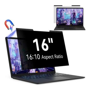 Tuff-Luv - Magnetic and Removable Privacy 16" (16:10 Aspect Ratio) Laptop - 346*221mm (Magnetically attaches to laptop screen) Magnetic Attachment – Quick installation with 4 magnetic strips and 4 iron sheets; no adhesives or damage to your Laptop Screen Due to Hygenic Reasons once opened, we cannot take these back - Please double check size before ordering - item is NOT Returnable!