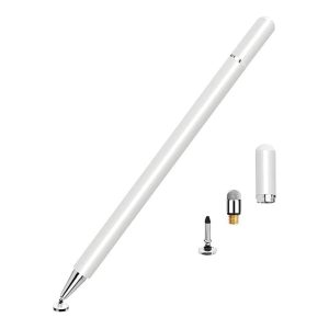 Tuff-Luv - 2-in-1 Universal Stylus Pen for Touch Screens – Precision Disc Tip & Soft Mesh - White