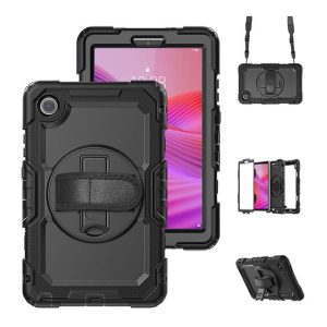 Tuff-Luv - Armour Jack Extreme Rugged Case with Armstrap and Handstrap Compatible with Lenovo Tab One / Tab K9 - 8.7" - (TB-305XU) - Black