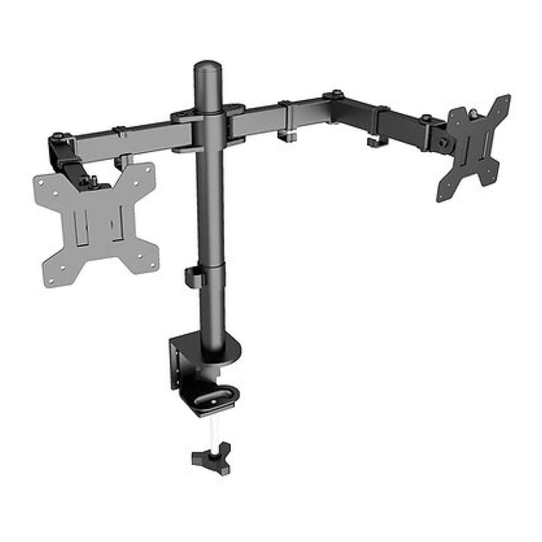 Tuff-Luv - Dual Adjustable Monitor Stand Swing Arm Compatible with 13" - 32" Monitors/Screens – Full Motion - Clamped, 9kg Load, 75x75mm & 100x100mm VESA Mount - Black