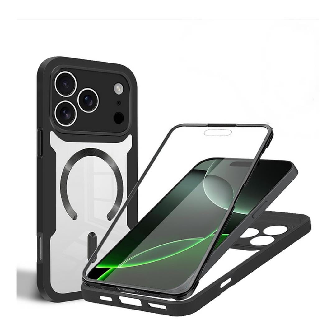 Tuff-Luv - MagSafe Case with Built-in Screen Protector - Compatible with iPhone 17 Pro – 360° Full Body Protection, Shockproof - Clear/Back