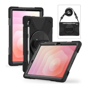 Tuff-Luv - Armour Jack Rugged Case with Shoulder Strap and Stand and Stylus Holder - Compatible with Samsung Galaxy Tab S11 (SM-X730/X736/X736B) 11" - Black