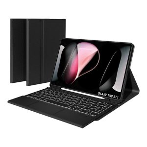 Tuff-Luv - Backlit TouchPad Wireless Keyboard with Slim Stand Cover Case - Compatible with Samsung Galaxy Tab S11 (SM-X730/X736/X736B) 11" - Black (Note: these Keyboards DO NOT offer an AI Key)