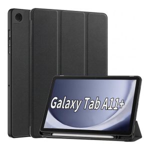 Tuff-Luv - Essentials Folio Case and Foldable Cover Stand with BUILT-IN PEN SLOT: Integrated holder keeps your stylus safe, secure, and always within reach - Compatible with Samsung Galaxy Tab A11+ (2025/2026) 11" (SM-X310/X315/X236/X230) - Black (Note - Not Compatible with Previous Model: Samsung Tab A9+ 11" (X216/X210)