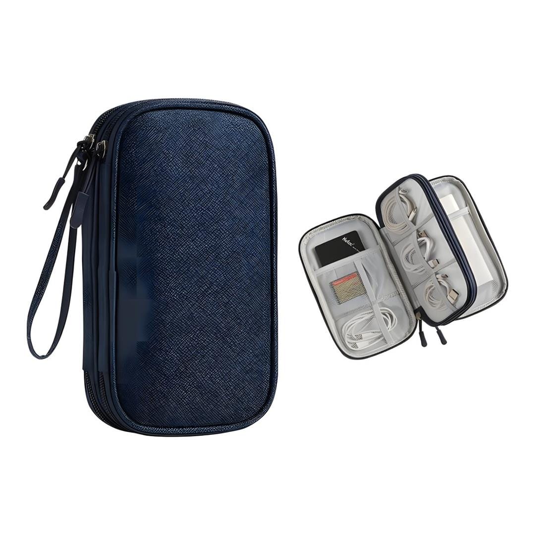 Tuff-Luv - Essential WaterProof Travel Charger/PowerBank and Cable Organizer - Navy Blue