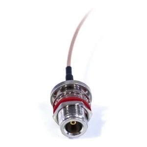 The MMCX-30-N(F) is a 300mm pigtail adapter featuring a 90-degree male MMCX connector to a female N-type bulkhead. It ut