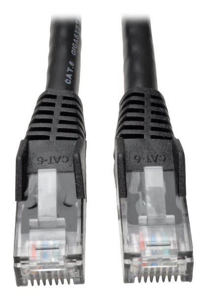 Eaton Cat6 Gigabit Snagless Molded (UTP) Ethernet Cable (RJ45 M/M), Black, 1 ft. (0.31 m)