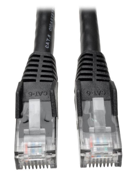 Eaton Cat6 Gigabit Snagless Molded (UTP) Ethernet Cable (RJ45 M/M), Black, 6 ft. (1.83 m)