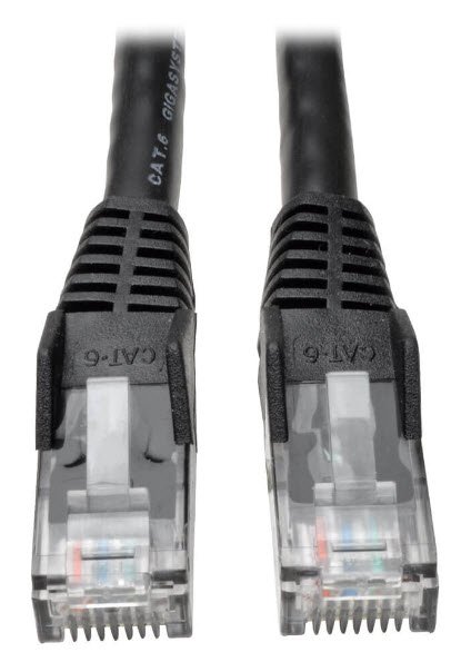 Eaton Cat6 Gigabit Snagless Molded (UTP) Ethernet Cable (RJ45 M/M), Black, 15 ft. (4.57 m)