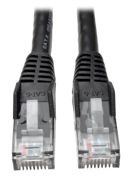 Eaton Cat6 Gigabit Snagless Molded (UTP) Ethernet Cable (RJ45 M/M), Black, 25 ft. (7.62 m)