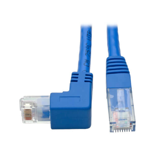Eaton Down-Angle Cat6 Gigabit Molded UTP Ethernet Cable (RJ45 Right-Angle Down M to RJ45 M), Blue, 1 ft. (0.31 m)