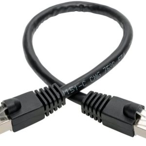 Eaton Cat6a 10G Snagless Shielded STP Ethernet Cable (RJ45 M/M), PoE, Black, 1 ft. (0.31 m)